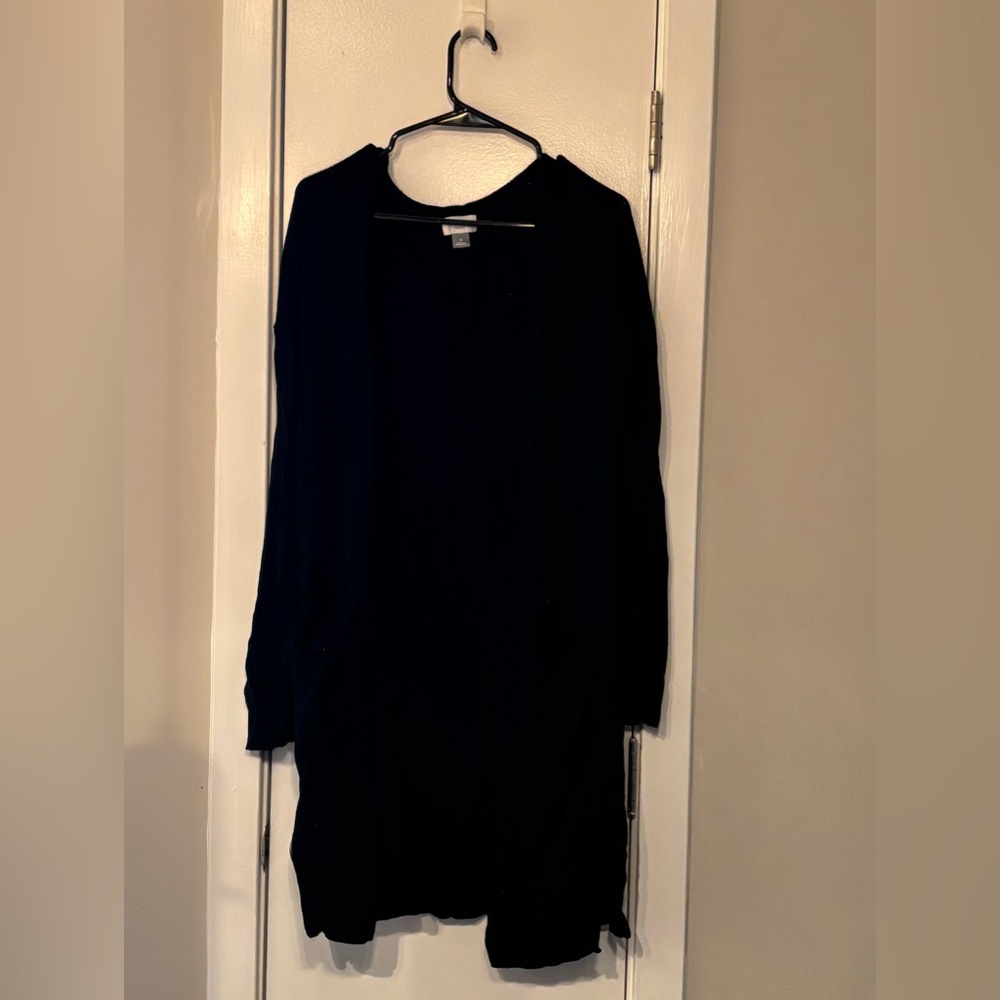 Long Black Cardigan with Pockets